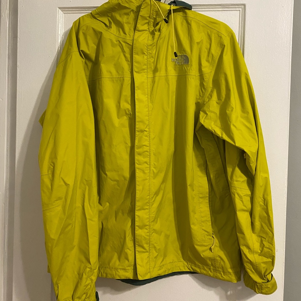 Hooded Green North Face Rain Jacket/Windbreaker